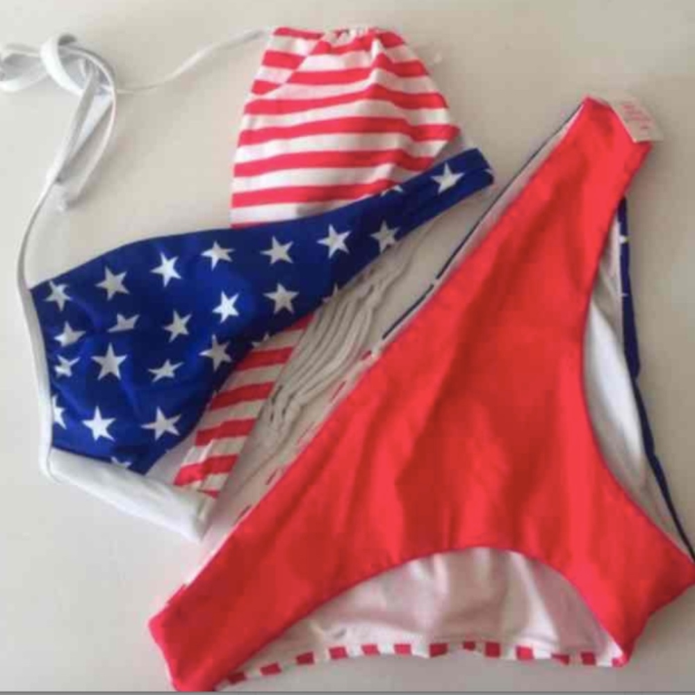 (S) VS Pink American Bikini Set